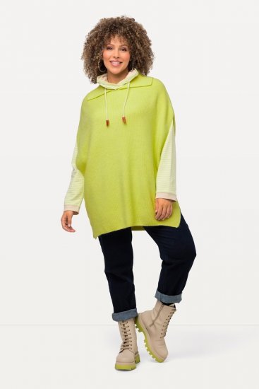 Ulla Popken Oversized Knit Sweater Vest Lime Green - Hettegensere og collegegensere - Myke gensere, hettegensere og strikk