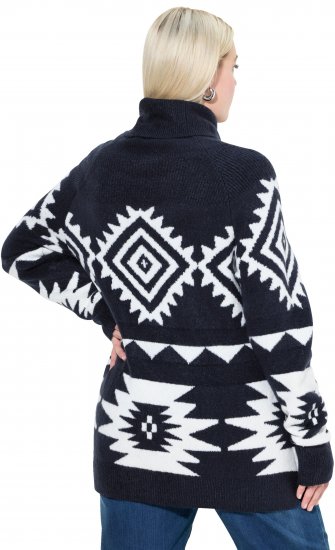 Ulla Popken Aztec-Inspired Long Sleeve Turtleneck Sweater Navy - Hettegensere og collegegensere - Myke gensere, hettegensere og strikk