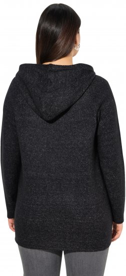 Ulla Popken Sequined Knit Long Sleeve Hoodie Black - Hettegensere og collegegensere - Myke gensere, hettegensere og strikk