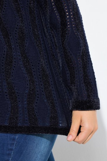 Ulla Popken Openwork Chenille Sweater Navy - Hettegensere og collegegensere - Myke gensere, hettegensere og strikk
