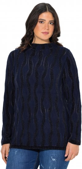 Ulla Popken Openwork Chenille Sweater Navy - Hettegensere og collegegensere - 