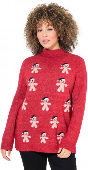Ulla Popken Gingerbread Men Sweater Salsa Red - Hettegensere og collegegensere - Myke gensere, hettegensere og strikk