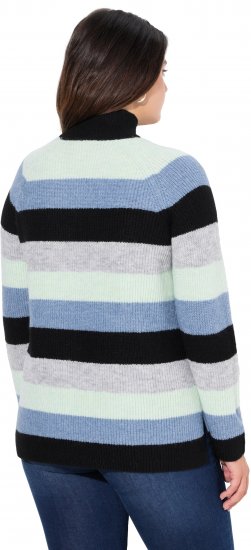 Ulla Popken Chunky Striped Turtleneck Sweater Mint Green - Hettegensere og collegegensere - Myke gensere, hettegensere og strikk