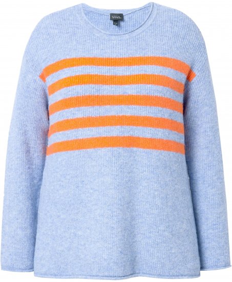 Ulla Popken Striped Long Sleeve Sweater Sky Blue - Hettegensere og collegegensere - 