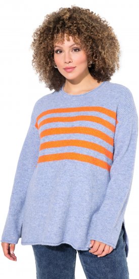 Ulla Popken Striped Long Sleeve Sweater Sky Blue - Hettegensere og collegegensere - 