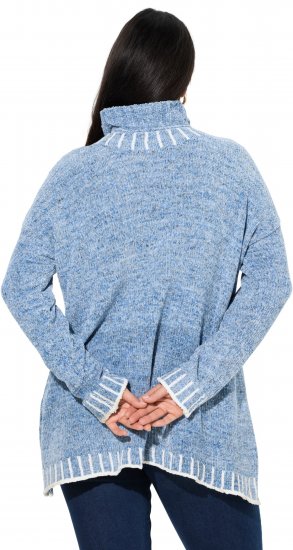 Ulla Popken Blanket Stitch Oversized Turtleneck Sweater Dove Blue - Hettegensere og collegegensere - 