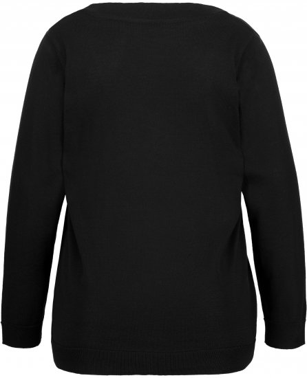 Ulla Popken Casual V-Neck Long Sleeve Sweater Black - Hettegensere og collegegensere - Myke gensere, hettegensere og strikk