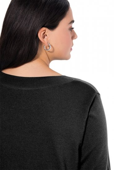 Ulla Popken Soft Fine Knit Pullover V-Neck Sweatshirt Black - Hettegensere og collegegensere - Myke gensere, hettegensere og strikk
