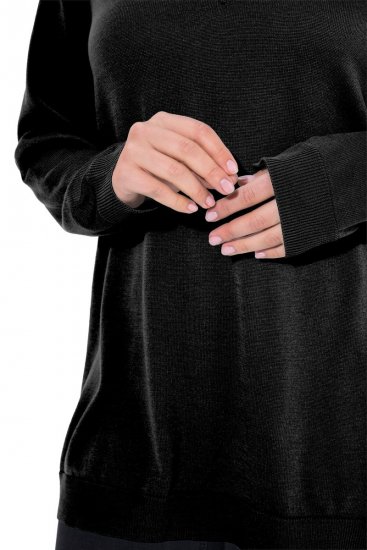Ulla Popken Soft Fine Knit Pullover V-Neck Sweatshirt Black - Hettegensere og collegegensere - Myke gensere, hettegensere og strikk