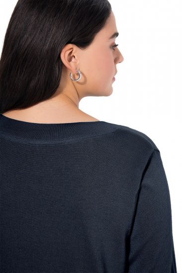 Ulla Popken Soft Fine Knit Pullover V-Neck Sweatshirt Marine - Hettegensere og collegegensere - Myke gensere, hettegensere og strikk