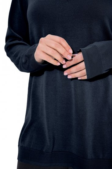 Ulla Popken Soft Fine Knit Pullover V-Neck Sweatshirt Marine - Hettegensere og collegegensere - Myke gensere, hettegensere og strikk