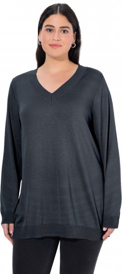 Ulla Popken Casual V-Neck Long Sleeve Sweater Navy Blue - Hettegensere og collegegensere - 