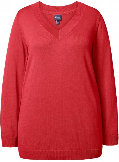 Ulla Popken Casual V-Neck Long Sleeve Sweater Salsa - Hettegensere og collegegensere - 