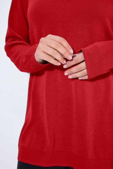 Ulla Popken Casual V-Neck Long Sleeve Sweater Salsa - Hettegensere og collegegensere - Myke gensere, hettegensere og strikk