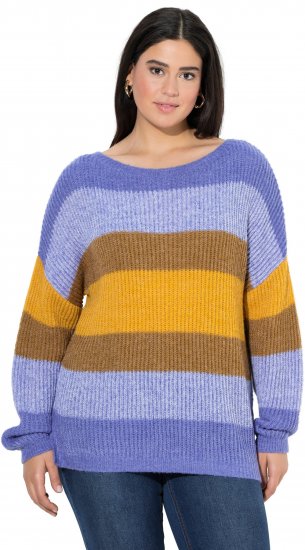 Ulla Popken Colorful Chunky Striped Sweater Lavender - Hettegensere og collegegensere - Myke gensere, hettegensere og strikk