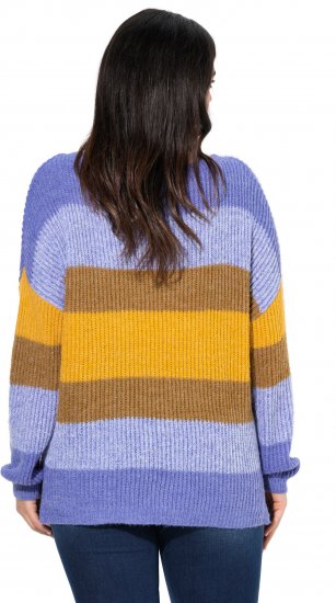 Ulla Popken Colorful Chunky Striped Sweater Lavender - Hettegensere og collegegensere - Myke gensere, hettegensere og strikk