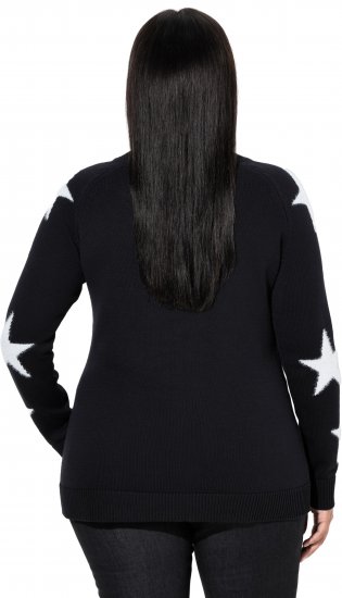 Ulla Popken Glitter Stars Soft Knit Sweater Black - Hettegensere og collegegensere - Myke gensere, hettegensere og strikk
