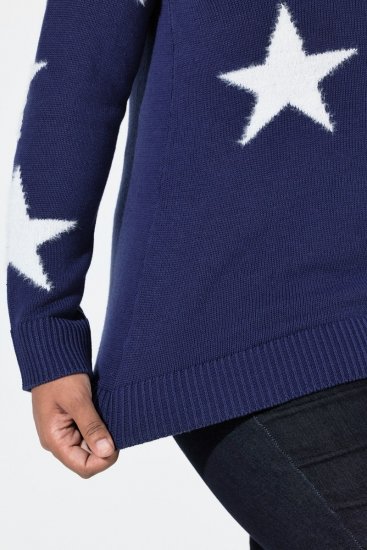 Ulla Popken Glitter Stars Soft Knit Sweater Blue - Hettegensere og collegegensere - Myke gensere, hettegensere og strikk