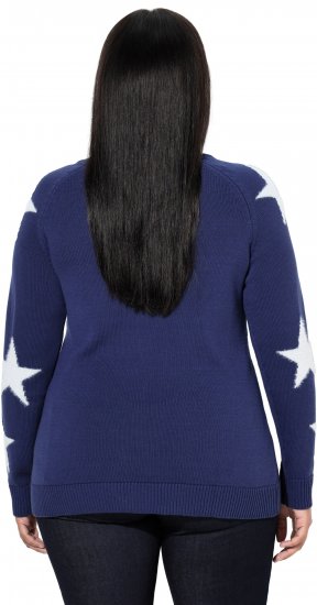 Ulla Popken Glitter Stars Soft Knit Sweater Blue - Hettegensere og collegegensere - Myke gensere, hettegensere og strikk