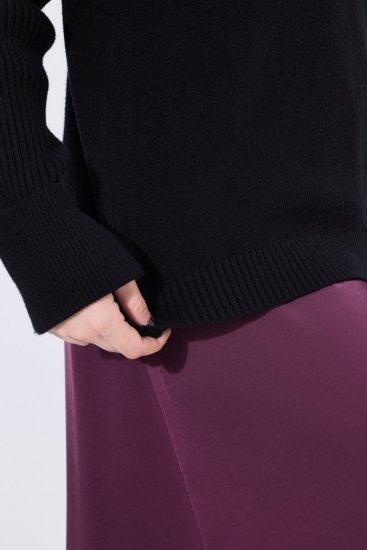 Ulla Popken Turtleneck Sweater with Ribbed Inserts Black - Hettegensere og collegegensere - Myke gensere, hettegensere og strikk