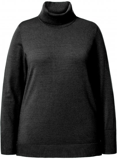 Ulla Popken Turtleneck Ribbed Trim Long Sleeve Sweater Black - Hettegensere og collegegensere - Myke gensere, hettegensere og strikk