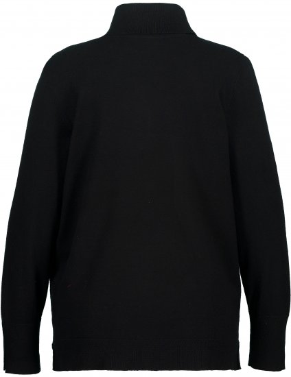 Ulla Popken Turtleneck Ribbed Trim Long Sleeve Sweater Black - Hettegensere og collegegensere - Myke gensere, hettegensere og strikk