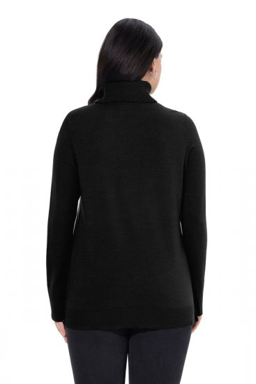 Ulla Popken Turtleneck Ribbed Trim Long Sleeve Sweater Black - Hettegensere og collegegensere - Myke gensere, hettegensere og strikk