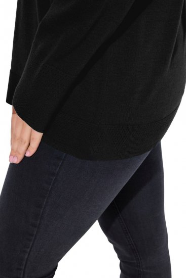Ulla Popken Turtleneck Ribbed Trim Long Sleeve Sweater Black - Hettegensere og collegegensere - Myke gensere, hettegensere og strikk