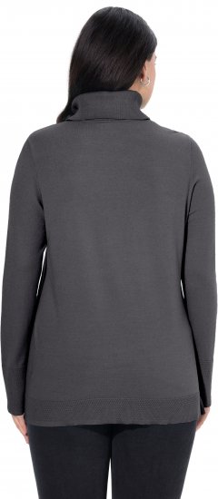 Ulla Popken Turtleneck Ribbed Trim Long Sleeve Sweater Charcoal Grey Melange - Hettegensere og collegegensere - Myke gensere, hettegensere og strikk