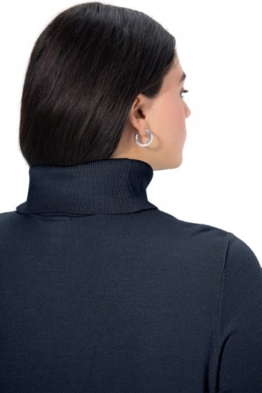 Ulla Popken Turtleneck Ribbed Trim Long Sleeve Sweater Navy - Hettegensere og collegegensere - Myke gensere, hettegensere og strikk
