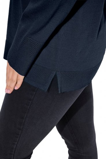 Ulla Popken Turtleneck Ribbed Trim Long Sleeve Sweater Navy - Hettegensere og collegegensere - Myke gensere, hettegensere og strikk