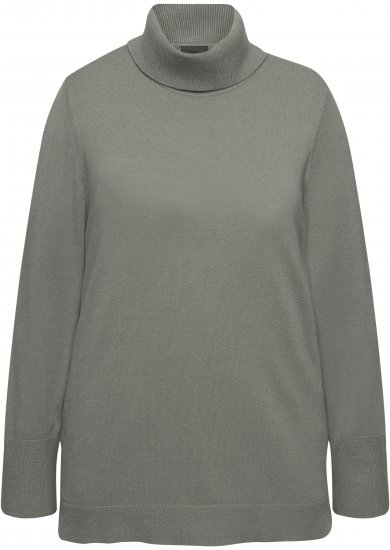 Ulla Popken Turtleneck Ribbed Trim Long Sleeve Sweater Grey - Hettegensere og collegegensere - Myke gensere, hettegensere og strikk