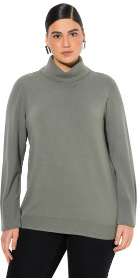Ulla Popken Turtleneck Ribbed Trim Long Sleeve Sweater Grey - Hettegensere og collegegensere - Myke gensere, hettegensere og strikk