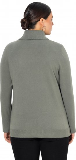 Ulla Popken Turtleneck Ribbed Trim Long Sleeve Sweater Grey - Hettegensere og collegegensere - Myke gensere, hettegensere og strikk