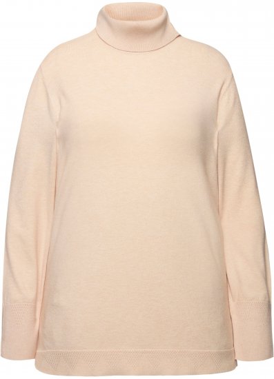 Ulla Popken Turtleneck Ribbed Trim Long Sleeve Sweater Nature Melange - Hettegensere og collegegensere - 