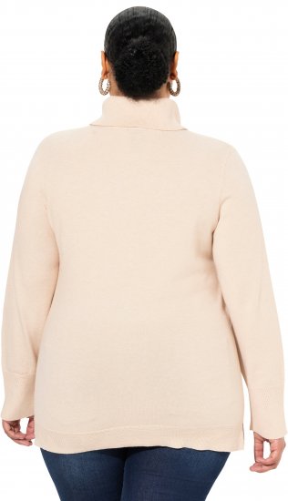 Ulla Popken Turtleneck Ribbed Trim Long Sleeve Sweater Nature Melange - Hettegensere og collegegensere - 