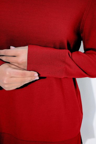 Ulla Popken Turtleneck Ribbed Trim Long Sleeve Sweater Salsa Red - Hettegensere og collegegensere - Myke gensere, hettegensere og strikk