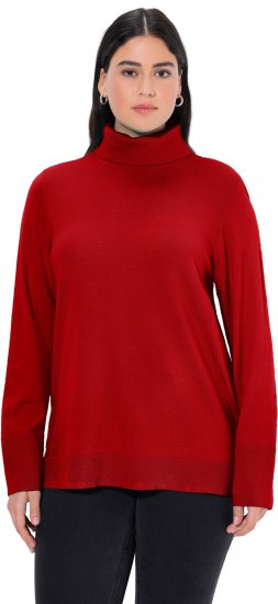 Ulla Popken Turtleneck Ribbed Trim Long Sleeve Sweater Salsa Red - Hettegensere og collegegensere - 