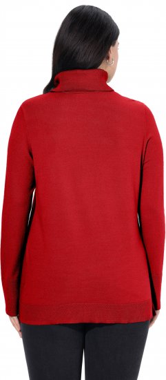 Ulla Popken Turtleneck Ribbed Trim Long Sleeve Sweater Salsa Red - Hettegensere og collegegensere - 