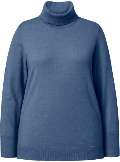 Ulla Popken Turtleneck Ribbed Trim Long Sleeve Sweater Atlantic Blue - Hettegensere og collegegensere - 