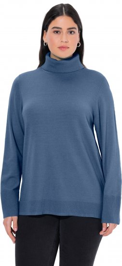 Ulla Popken Turtleneck Ribbed Trim Long Sleeve Sweater Atlantic Blue - Hettegensere og collegegensere - 