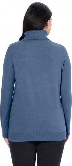 Ulla Popken Turtleneck Ribbed Trim Long Sleeve Sweater Atlantic Blue - Hettegensere og collegegensere - 