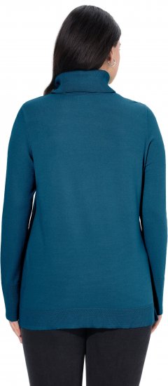 Ulla Popken Turtleneck Ribbed Trim Long Sleeve Sweater Cerulean - Hettegensere og collegegensere - Myke gensere, hettegensere og strikk