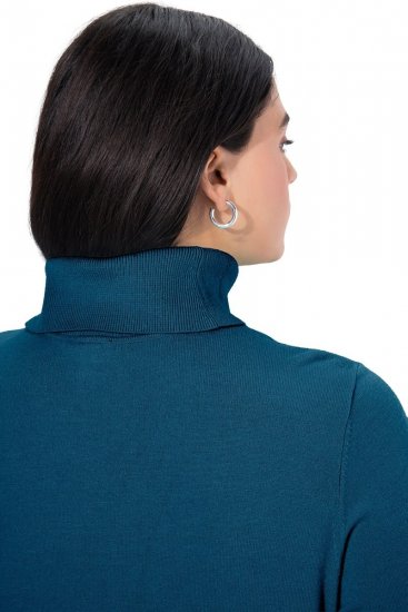 Ulla Popken Turtleneck Ribbed Trim Long Sleeve Sweater Cerulean - Hettegensere og collegegensere - Myke gensere, hettegensere og strikk