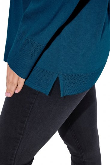 Ulla Popken Turtleneck Ribbed Trim Long Sleeve Sweater Cerulean - Hettegensere og collegegensere - Myke gensere, hettegensere og strikk