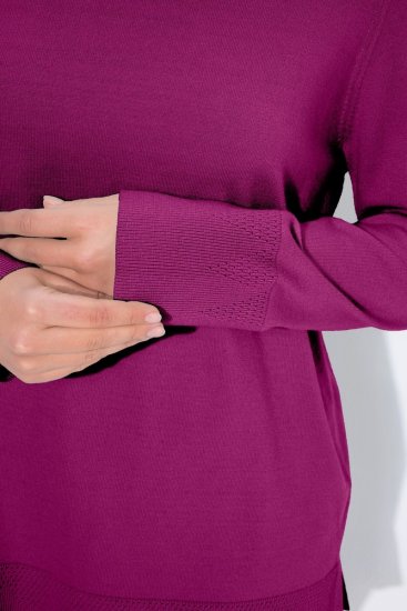 Ulla Popken Turtleneck Ribbed Trim Long Sleeve Sweater Berry - Hettegensere og collegegensere - Myke gensere, hettegensere og strikk