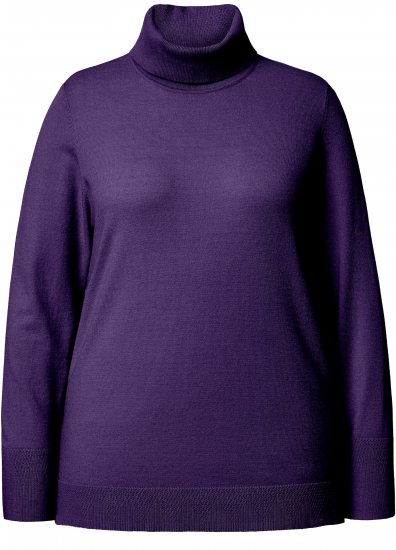 Ulla Popken Turtleneck Ribbed Trim Long Sleeve Sweater Deep Violet - Hettegensere og collegegensere - Myke gensere, hettegensere og strikk