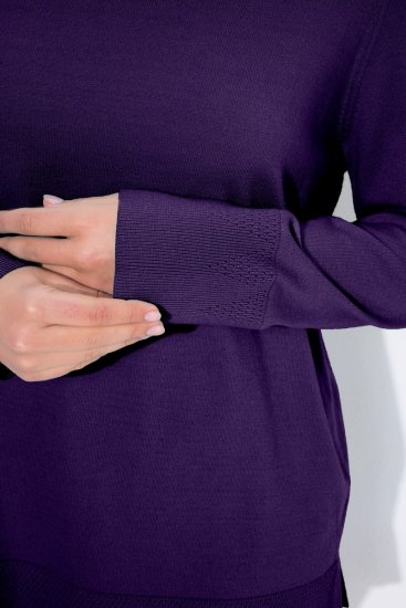 Ulla Popken Turtleneck Ribbed Trim Long Sleeve Sweater Deep Violet - Hettegensere og collegegensere - Myke gensere, hettegensere og strikk