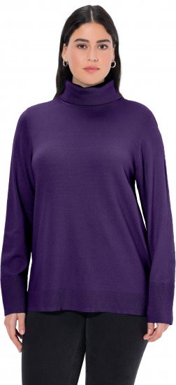 Ulla Popken Turtleneck Ribbed Trim Long Sleeve Sweater Deep Violet - Hettegensere og collegegensere - Myke gensere, hettegensere og strikk