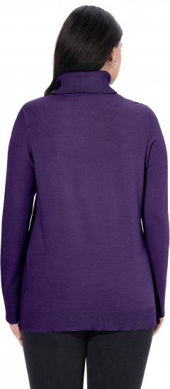 Ulla Popken Turtleneck Ribbed Trim Long Sleeve Sweater Deep Violet - Hettegensere og collegegensere - Myke gensere, hettegensere og strikk
